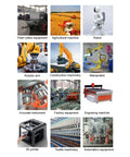Collage of machinery: pearl cotton equipment, agricultural machine, robot, robotic arm, construction machinery, manipulator, and more.