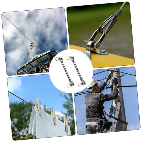 Rock Solid Heavy Duty Rigging Screw Stainless Steel Turnbuckle With Jaw Jaw Ends For Marine Wire Rope Cable Tension Setup shown in use.