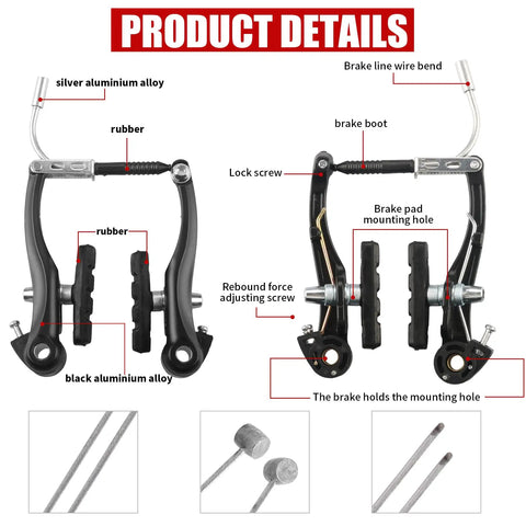 All In One Bike Brake Kit With Front And Rear Calipers Levers Cables Plus Multi Tool And Wrenches Includes Cable Ties