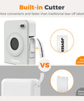 Straight Up Sleek Pocket Friendly Bluetooth Label Maker With Built In Battery And Sweet Template Pack For Office Sorting DIY Craft Projects No Sweat Labeling Or Messy Markers Needed Total Game Changing Setup built-in cutter detail for efficient labeling.