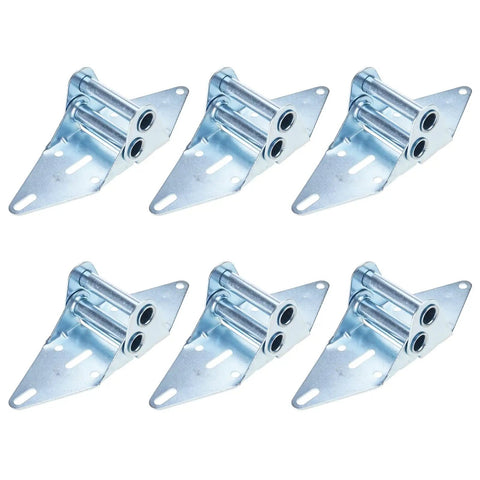 Six Pack Stainless Steel Garage Door Hinges With Eight Screws For Heavy Duty Weatherproof Performance And Smooth Operation On Standard Doors