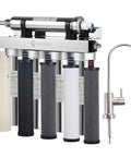 Under Sink Water Filter System 0.01 Micron Ultra Filtration Tankless 5-Stage High Capacity with faucet and filters.