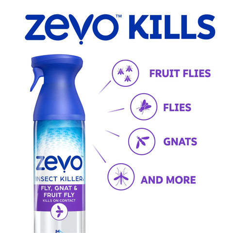Fast Acting Flying Insect Killer Spray Tough Love Formula For Home Nukes Fruit Flies Gnats House Flies And Mosquitoes On Contact with blue spray bottle.