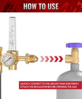 How to use Argon CO2 Gas Flow Meter Regulator With 8.2FT Hose For MIG TIG Welding, CGA-580 inlet on argon tank