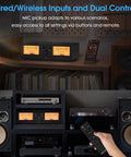 VU3 Pro Dual Analog VU Meter For Audiophiles 2 Way Amplifier Switch And Speaker Selector 2 In 2 Out Audio Switcher Box on shelf with remote