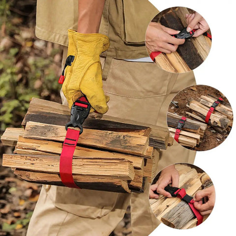 Heavy Duty Outdoor Packing Straps With Quick Release Buckles 1.5m Nylon Luggage Ties securing firewood bundle