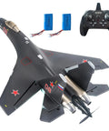 Rad SU-35 Inspired RC Plane With 4CH 2.4G Remote Beginner Friendly Left Hand Throttle 360 Degree Stunts One Key Inversion 375mm Wingspan Hobby Jet Aircraft, shown with remote and batteries