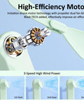 Portable Handheld Fan With Built In Power Bank And Flashlight USB C Rechargeable Mini Pocket Fan motor and speed settings