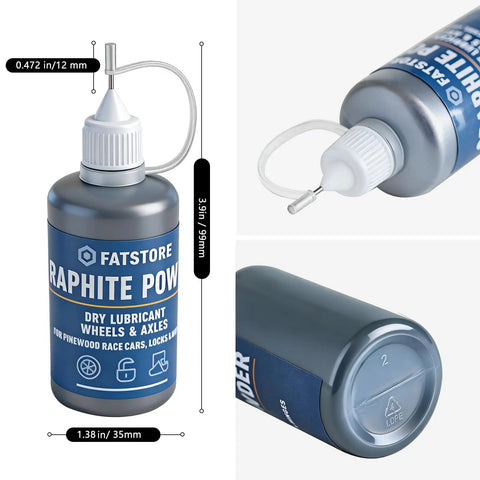 Dry Graphite Lubricant Powder For Pinewood Derby Axles And Wheels With Precision Tip Nozzle Non Oily Lube For Faster Runs