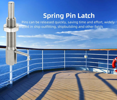 M16 Stainless Steel Retractable Indexing Plunger Pins 2 Pack Spring Loaded Latch With Nut used on a ship deck, showcasing its design and functionality.