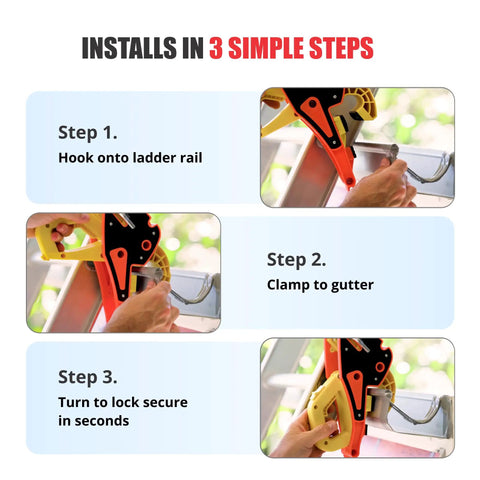 Roof Ladder Stabilizer Hook For Gutter With Slide Lock Instantly Secures Ladders In 5 Seconds demo installation steps