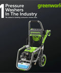 Electric Pressure Washer 3000 PSI 2.0 GPM TruBrushless Motor Beast Mode Power Foldable Handle Rugged Steel Frame Greenworks