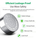 All American Rock Solid 10 Pack LR41 AG3 392 1 5V Coin And Button Cell Batteries showcasing leakage-proof design and stable voltage.
