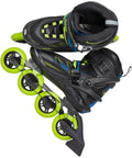 Top view of Helium II TIF Inline Skates For Men With Lightweight Breathable Build, Adjustable Fit, Four 84Mm Wheels, Black Lime, Size 10.