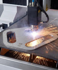 Three Piece Plasma Stencil Set With 0.430 Inch Tri Slot Cutters And Guides in use on metal fabricating machine