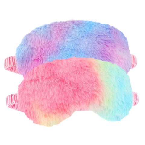 Two Pack Plush Sleep Eye Masks Set, Ultra Soft Faux Fur Blindfold For Travel And Power Naps, Cozy Room-Blocking Shade For Women Men And Kids