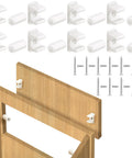 Eight Pairs False Drawer Front Clips For Cabinet Fronts With Screws Included Ideal Replacement Hardware displayed with screws and installation.