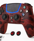 Wireless Controller For PS5 And PC With Hall Effect Joysticks LED Channel Light Turbo 6 Axis Gyro Dual Motors Touchpad Camo Red