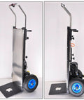 Heavy Duty Electric Stair Climber Hand Truck That Nails Heavy Moves With 400kg Load, Brushless Motor, And Removable Battery For Easy Lifting, side view.