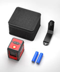 Self Leveling Cross Laser Level With Vertical And Horizontal Lines 360 Degree Rotation IP54 Waterproof For Indoor And Outdoor Picture Hanging Bright Class II Red Laser Lock Switch For Quick Alignment And Easy Setup, case and mount