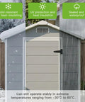 Sturdy Outdoor Resin Storage Shed 4x6 With Floor, Window, Vent, Rainwater Drainage, Lockable Door, All Weather Plastic Garden Shed
