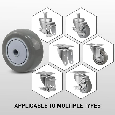 Heavy Duty 3 Inch Polyurethane Caster Wheels Set Of 4 Bringing Smooth Rolling Ease To Furniture Carts with various mounting types.