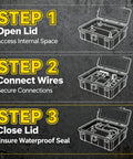 Weatherproof ABS Electrical Enclosure 190x290x140mm Outdoor Junction Box usage instructions for secure wiring and waterproof seal.