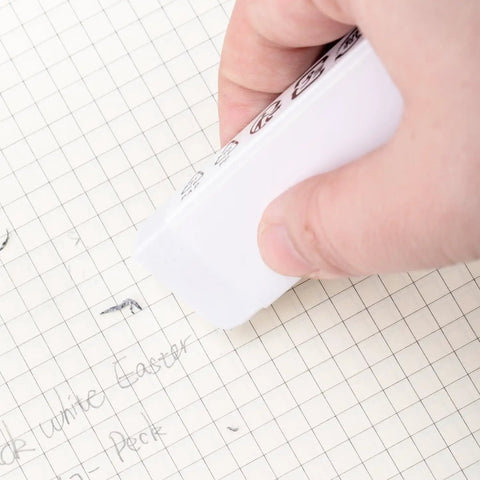 Person using Block White Eraser For Pencils Quick Clean Erasing No Smudge Easy To Use With Minimal Pressure White TPR Material