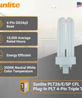 Compact Fluorescent Plug In Tube Light 26W 1800 Lumens 4 Pin GX24q3 Base Neutral White 3500K 10 Pack Energy Efficient Office And Home Lighting With Long Life Budget Friendly product image