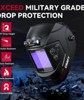 Large View Auto Darkening Welding Helmet With LED Light And Solar Powered Hood Four Arc Sensors Wide Shade Range