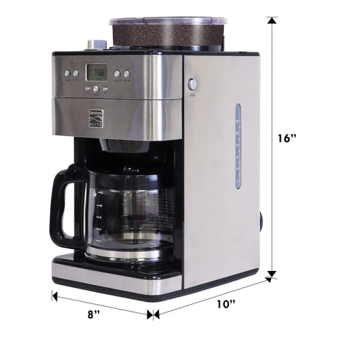 Grind And Brew Coffee Maker With Burr Grinder For Consistent Flavor, 12 Cup Programmable Timer, stainless steel, side view