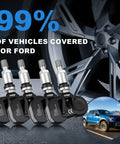 Ford TPMS Sensors 315MHz 433MHz Pre Programmed Tire Pressure Monitoring Replacement For F150 F250 F350 F450 F550 Escape Fusion Maverick Ranger Focus Transit 4 Pack Drop In Ready on alloy wheel