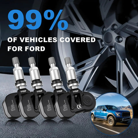 Ford TPMS Sensors 315MHz 433MHz Pre Programmed Tire Pressure Monitoring Replacement For F150 F250 F350 F450 F550 Escape Fusion Maverick Ranger Focus Transit 4 Pack Drop In Ready on alloy wheel