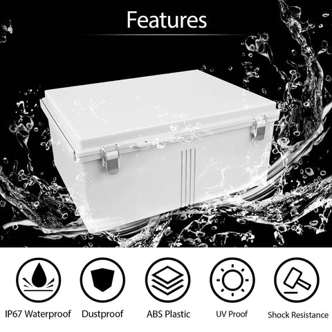 IP67 Waterproof Electrical Junction Box With Hinged Cover And Stainless Steel Latch Durable ABS Plastic Enclosure in water display