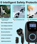 Level 2 EV Charger With ETL Certification 48A Adjustable 240V Manual Amps And Schedule J1772 To Tesla NACS Adapter safety features