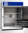Heavy Duty Electric Heating Blast Drying Oven With Digital Temp Control interior view with no bottom heating source and shelves.