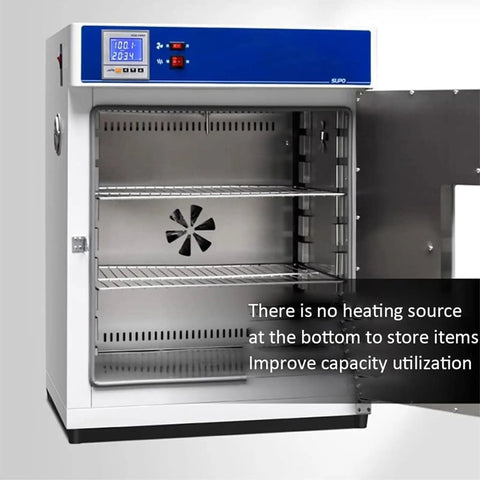 Heavy Duty Electric Heating Blast Drying Oven With Digital Temp Control interior view with no bottom heating source and shelves.