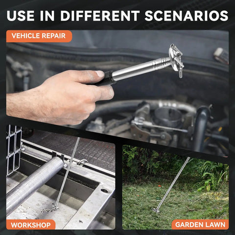 Magnetic Pickup Tool Telescopes To 41 Inches With 50 Pound Pull Extendable Magnet Wand With Parts Tray Rubber Grip Handle Chrome Base Handy For Cars Garage And Home Repairs