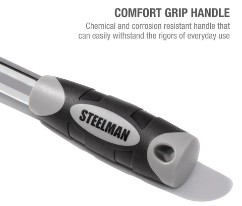 Extendable Flex Head Ratchet Tool Set Three Piece Pro Grade With 1/4 3/8 And 1/2 Inch Drives comfort grip handle close-up