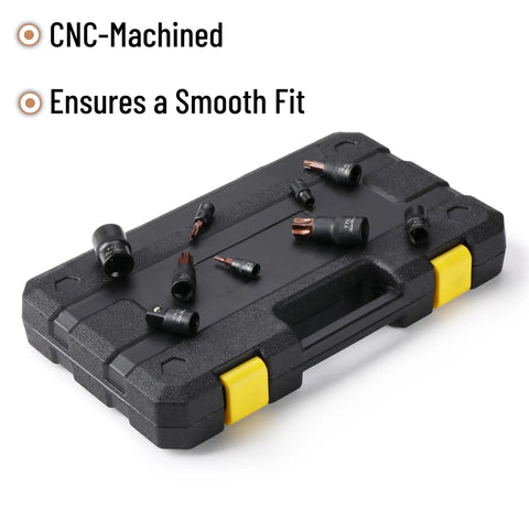 Pro Grade Torx Bit Socket Set And E Torx Socket Set with case and bits on display, 31 Pieces, Cr-V Steel, CNC-Machined for smooth fit