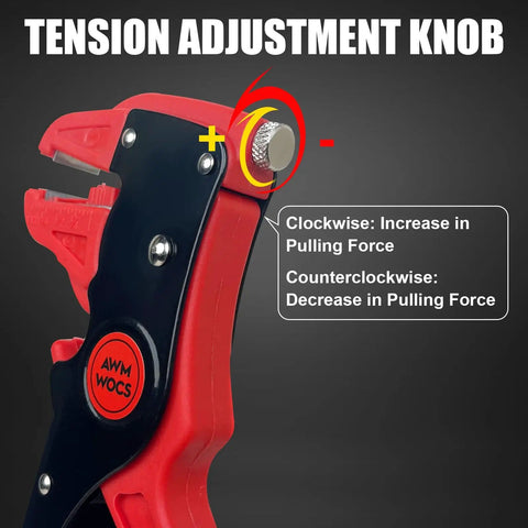 2 In 1 Wire Stripper And Cutter Quickstrip Tool Pro Grade Adjustable Wire Stripping Tool showing tension adjustment knob