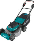 Top Shelf 21 Inch Cordless Lawn Mower Built Ridiculously Tough With A Badass Brushless Motor And Quad Battery Slots To Handle Big Yards Without Gas Grief Tool Only side view of a Makita cordless lawn mower.