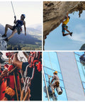 Badass Heavy Duty Zipline Pulley With 6700 Lbs Load Rating And Buttery Smooth Double Bearings displayed in climbing and rescue actions.