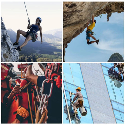 Badass Heavy Duty Zipline Pulley With 6700 Lbs Load Rating And Buttery Smooth Double Bearings displayed in climbing and rescue actions.