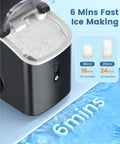 Countertop Nugget Ice Maker With Soft Chewable Pebble Ice 34 Lbs Per Day Self Cleaning One Button Operation Pellet Ice Maker