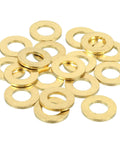 Workhorse Brass Flat Washers 18 Pack M10 Crush Gasket Rings 10MM Inner Bore 20MM Outer Lip 2MM Thick on a white background.