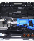 110V Electric Hydraulic Hole Punch Machine With Five Dies For Metal Plates Angle Iron Copper Aluminum And Steel Pro Grade Includes Foot Switch For Hands Free Punching Holes From 6.5mm To 20.5mm in carrying case