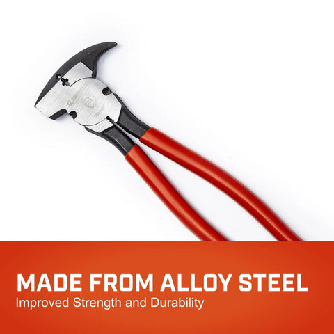 Beefy Dipped Handle Pliers For Wire Cutter And Staple Puller With Angled Head For Offset Cuts And Solid Joint Design Ergonomic Grip
