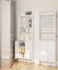 Behind-Door Organizer Cabinet Shelf Rack With Two Pegboard Panels For Garage And Garden Tool Storage, white steel build