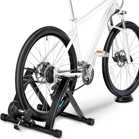Magnetic Bike Trainer Stand For Indoor Cycling With Premium Steel Build Quiet Low Noise Operation Fits 26 To 28 Inch Wheels And 700C Home Training Station